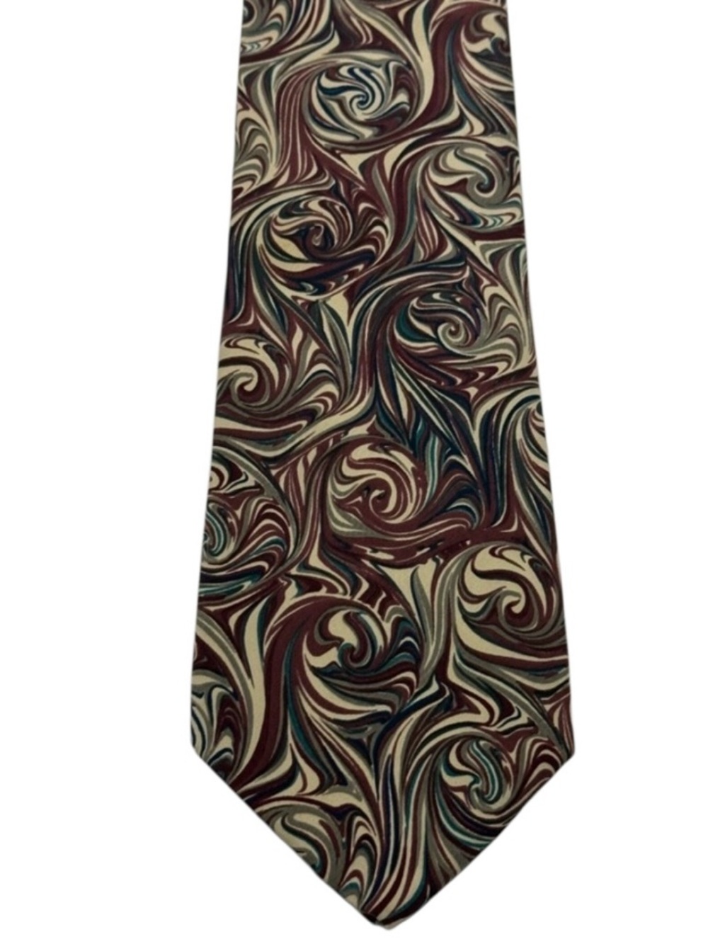 Studio 1409 Silk Tie Burgundy Cream Swirls Mens Classic